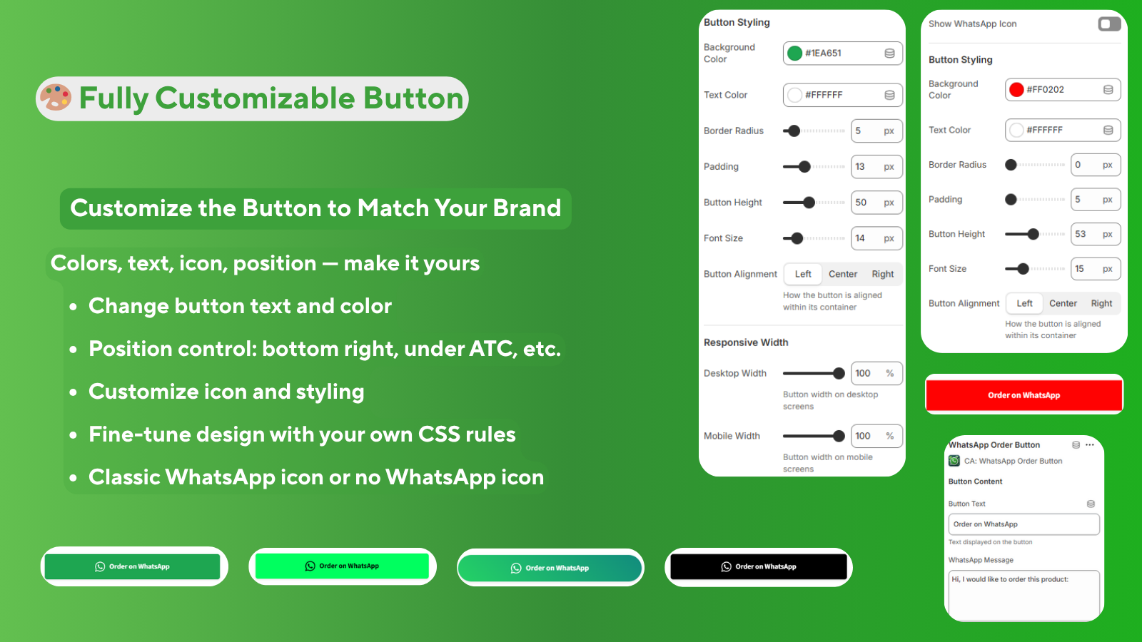 Fully Customizable Button - CA: WhatsApp Order Button