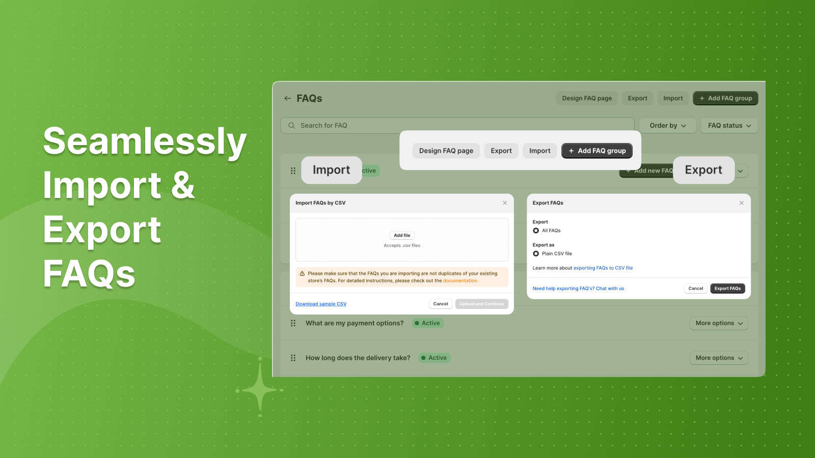 Seamlessly Import & Export FAQs