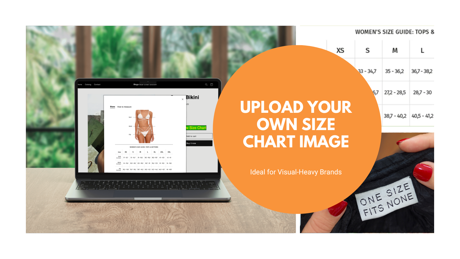 Mega Size Chart Button - Upload Your Own Size Chart Image
