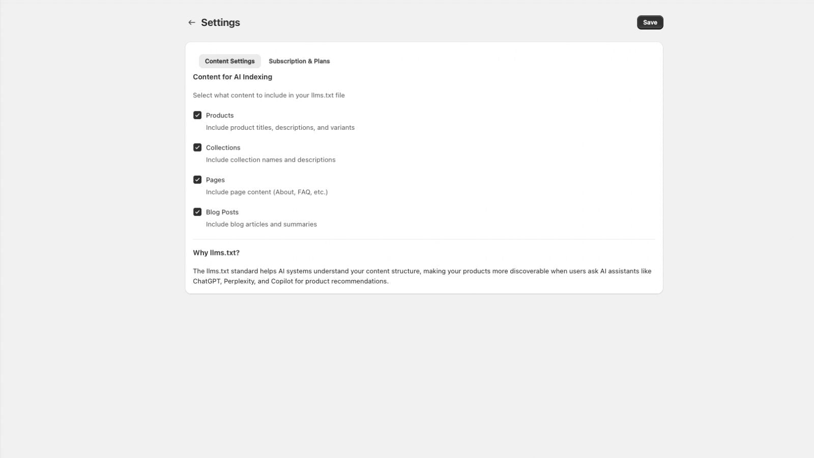 Content for AI Indexing