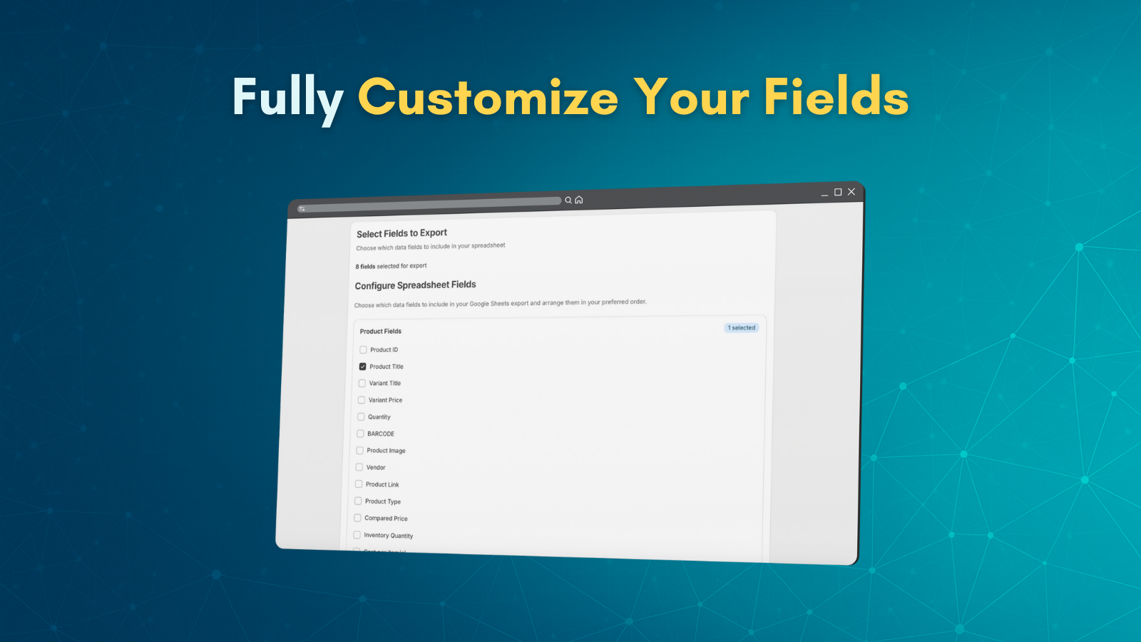 customize fields screen