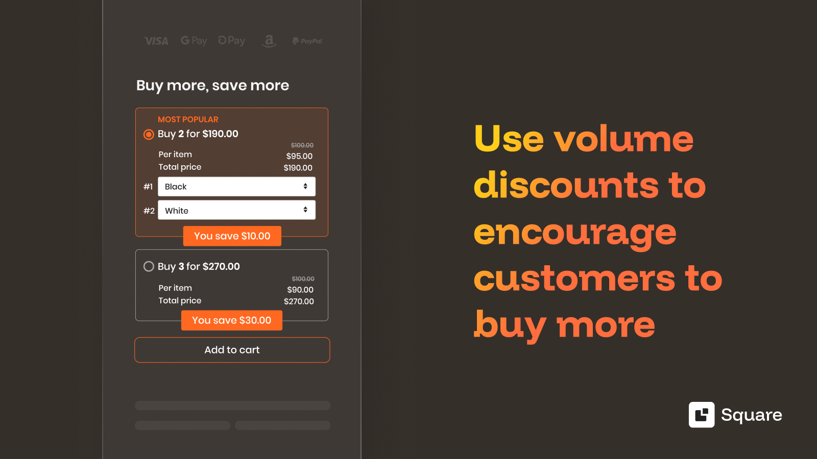 Volume discounts encourage customers to buy more