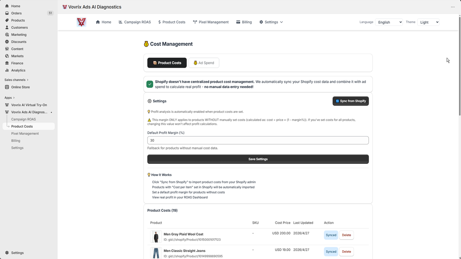Product Costs: Configure product costs for profit analysis