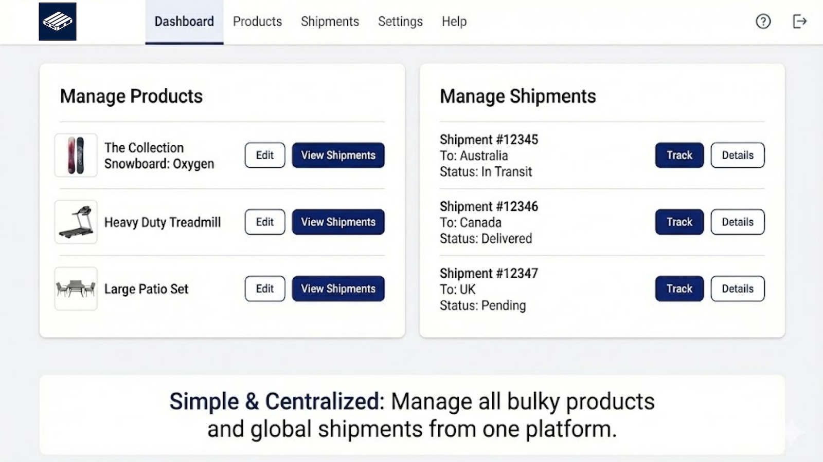 Simple Product and Shipping Management