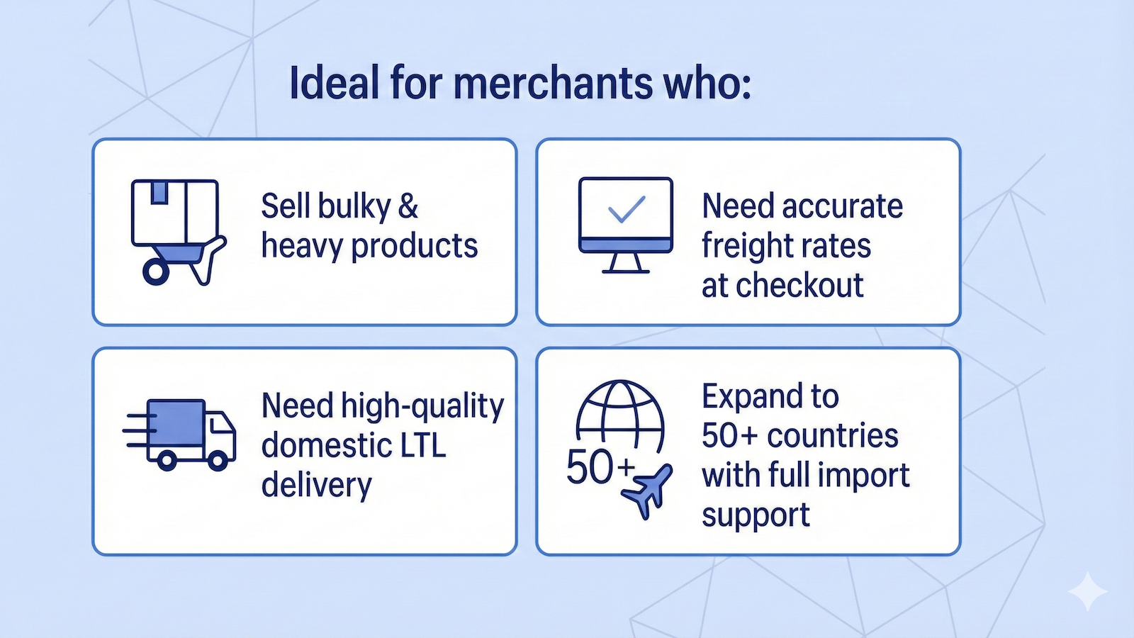 Ideal for Merchants selling Large, Bulky, Heavy, Products