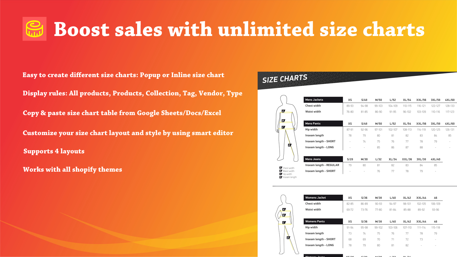  Size Chart/Size Guide