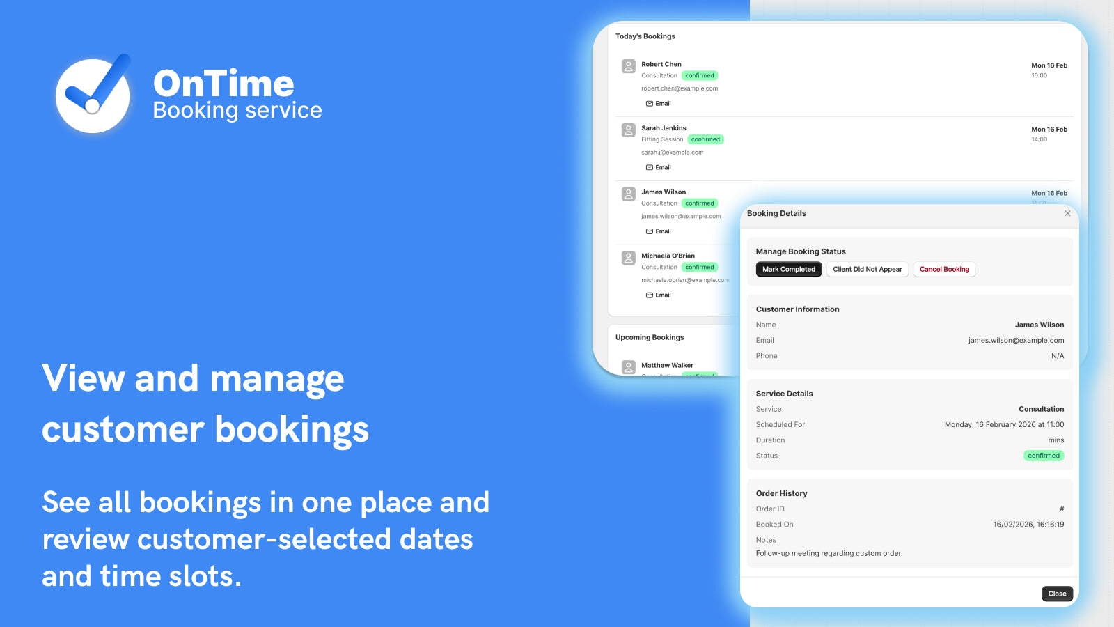 View and manage customer bookings in the admin dashboard