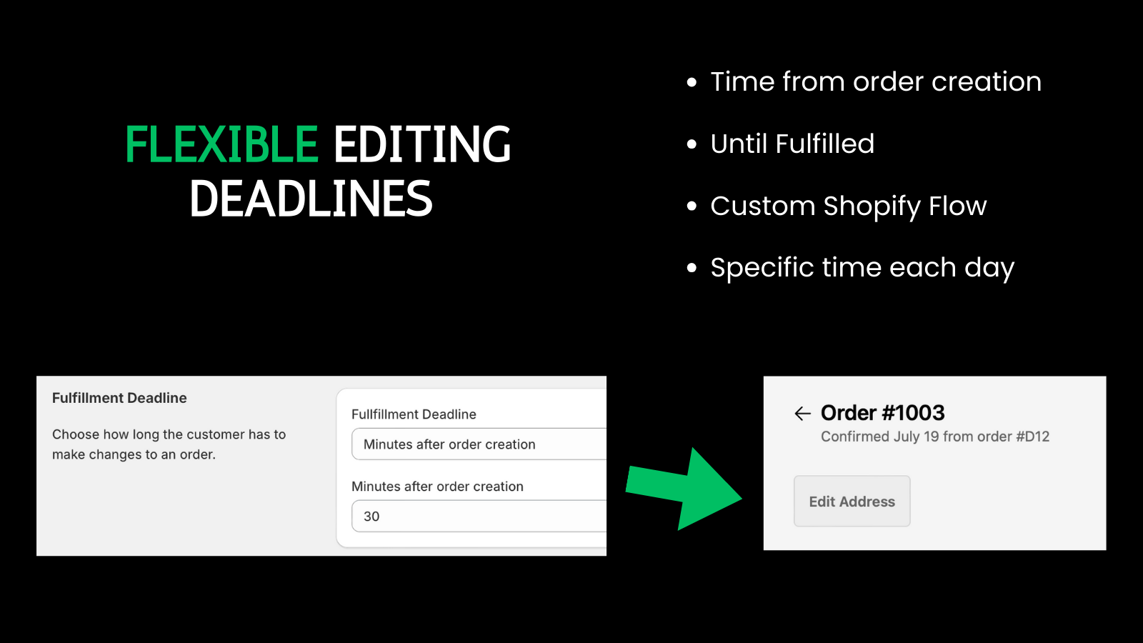 Flexible order editing deadlines are configurable