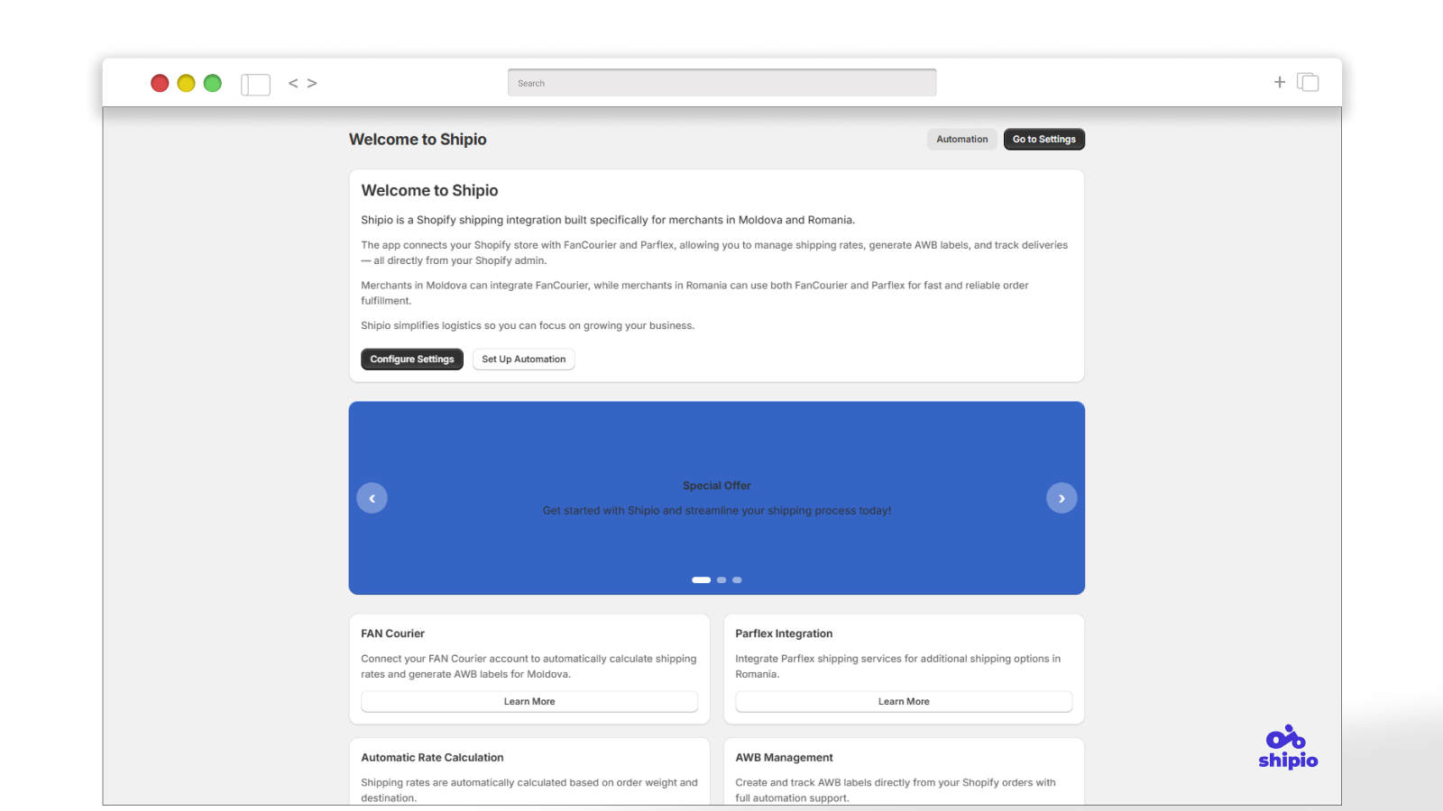 Shipio Today screenshot app present