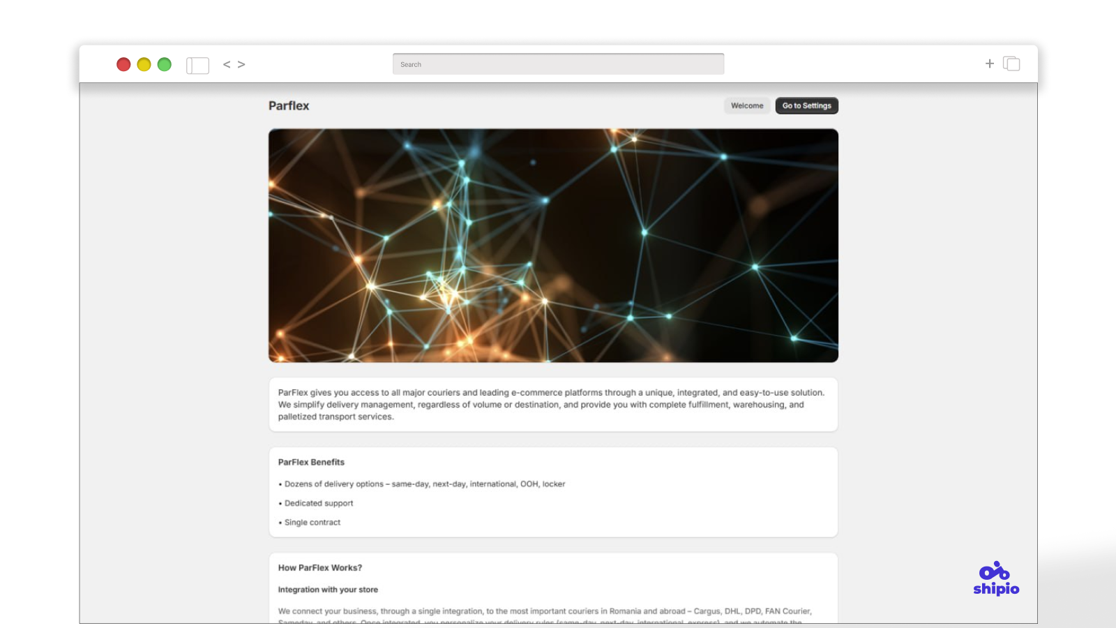 Shipio Today screenshot app present Parflex Page