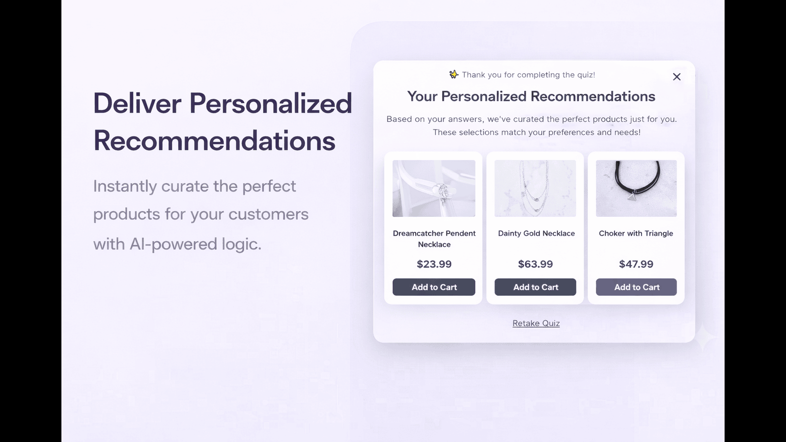AI product recommendations with accurate match scores