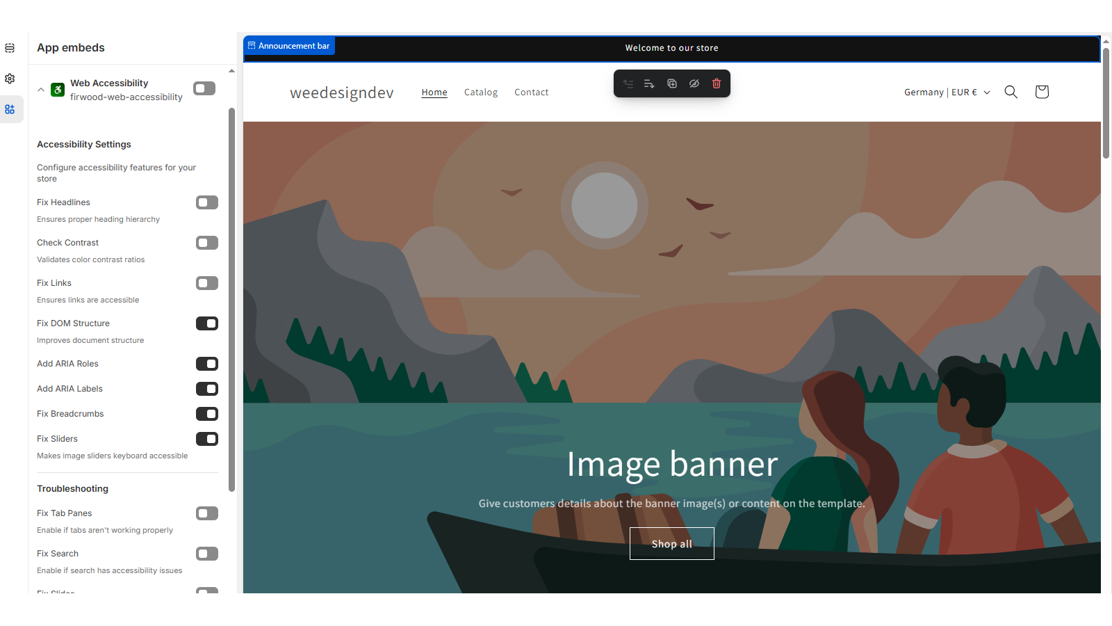 App Settings in the Theme-Editor