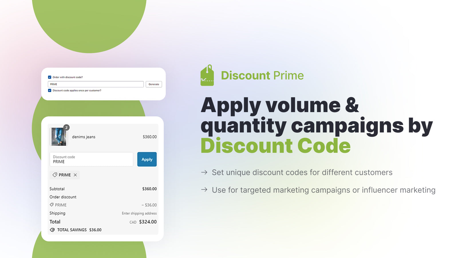 apply volume &amp; quantity discount by discount code