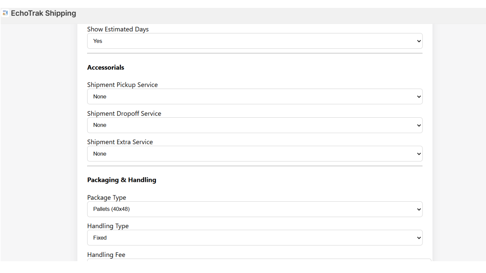 Shipping Settings Section 3