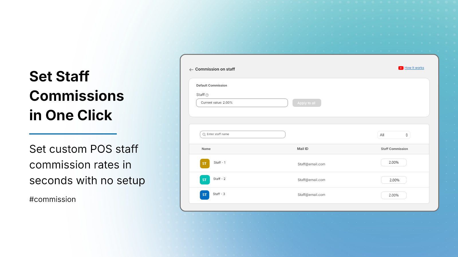 Set Staff Commission in One Click