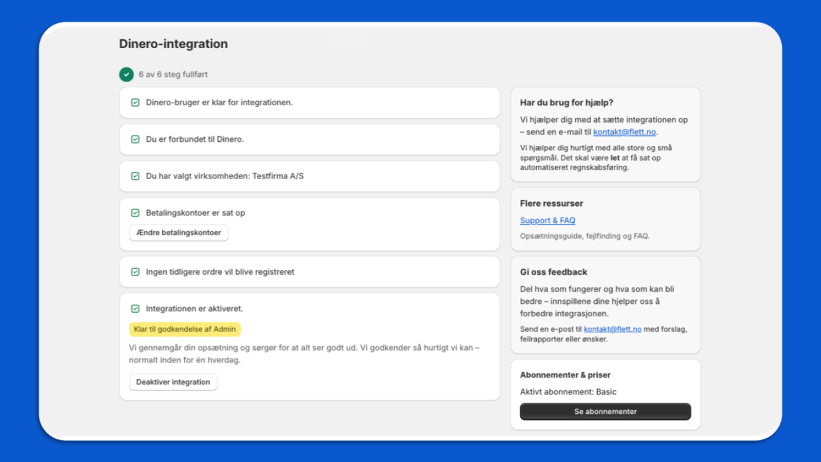 Dinero Shopify integration forside