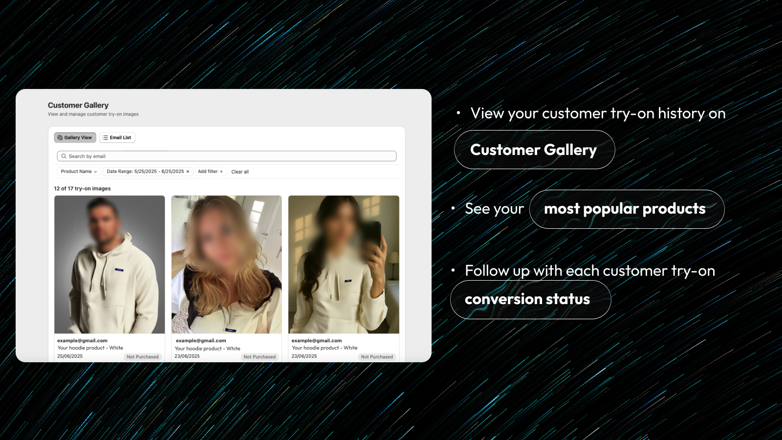 AI Virtual try-on Customer Gallery and history