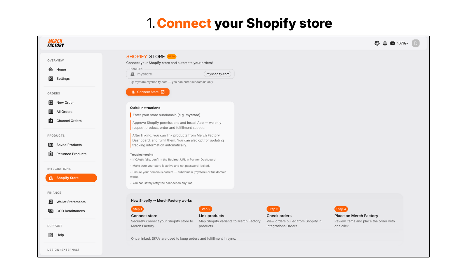 Connect your Shopify Store