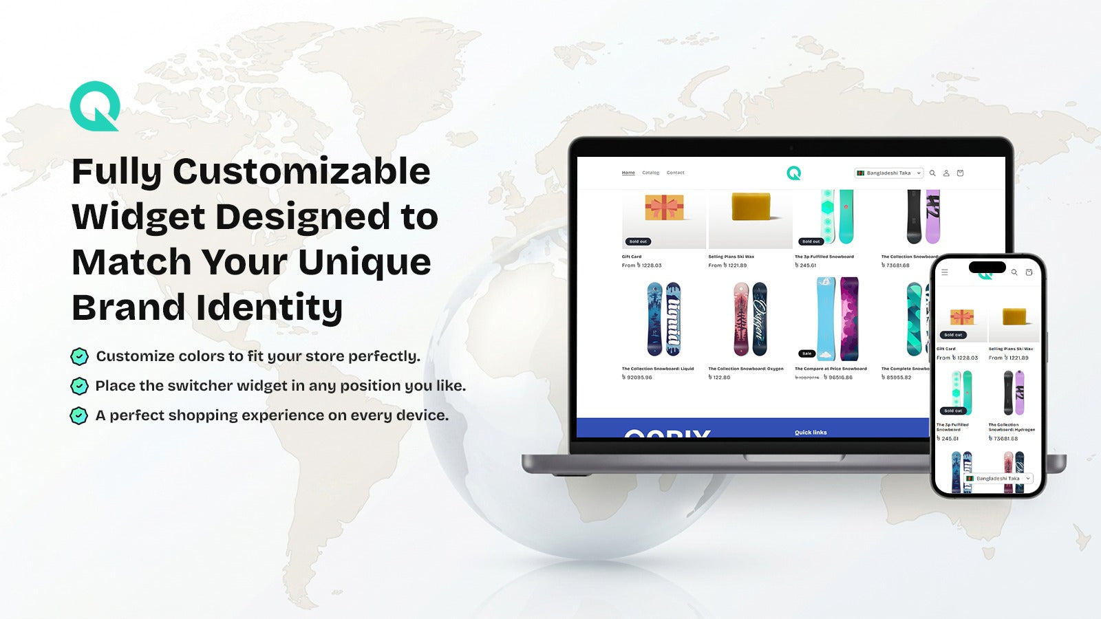 Fully responsive currency widget optimized for mobile.