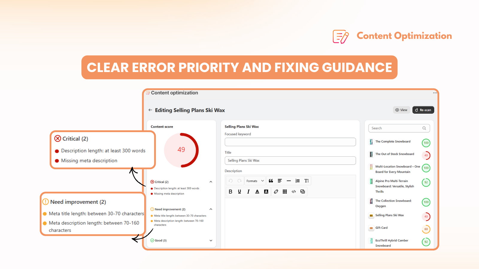 Clear error priority and fixing guidance