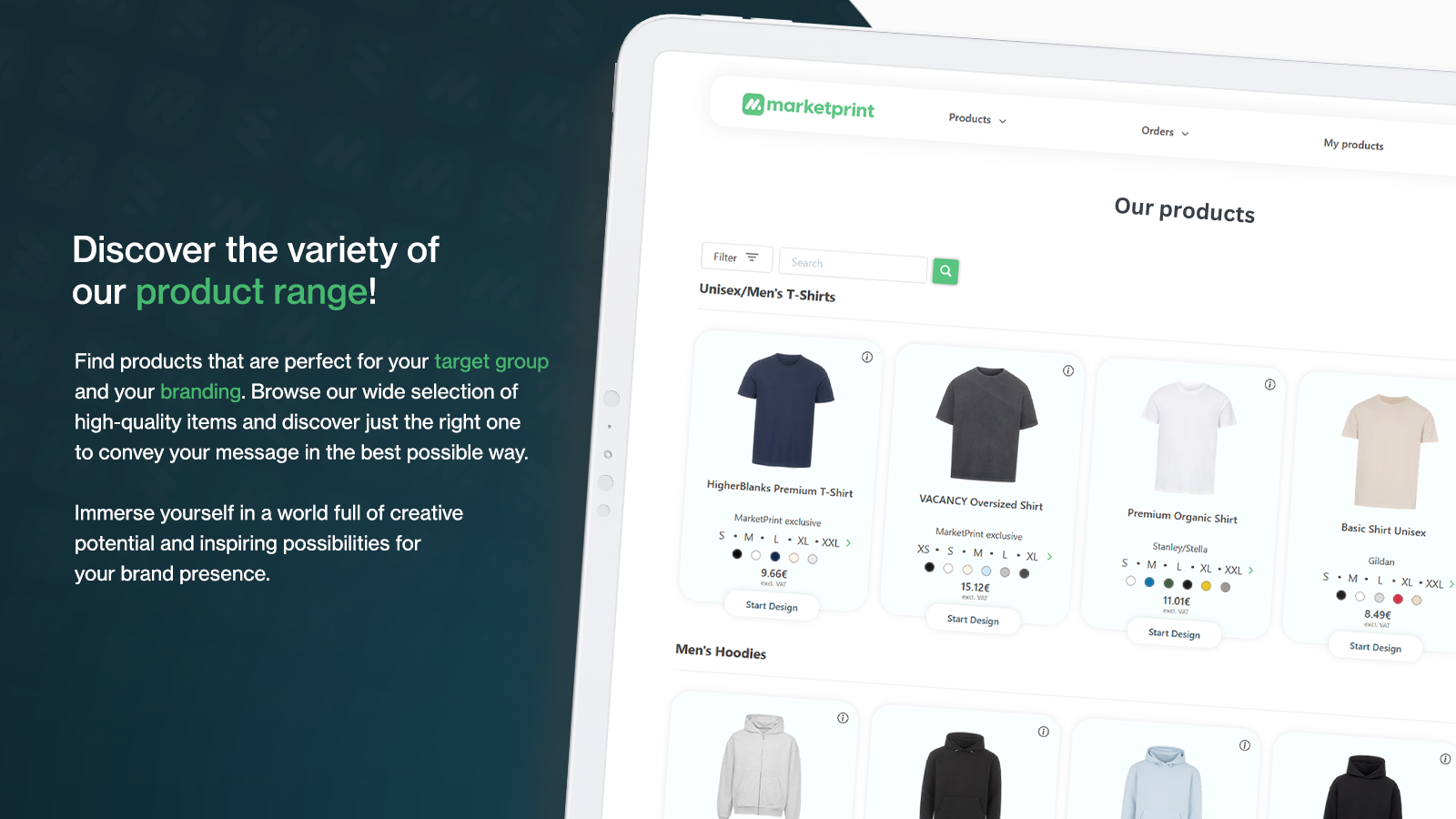 Wide print on demand dropshipping product selection