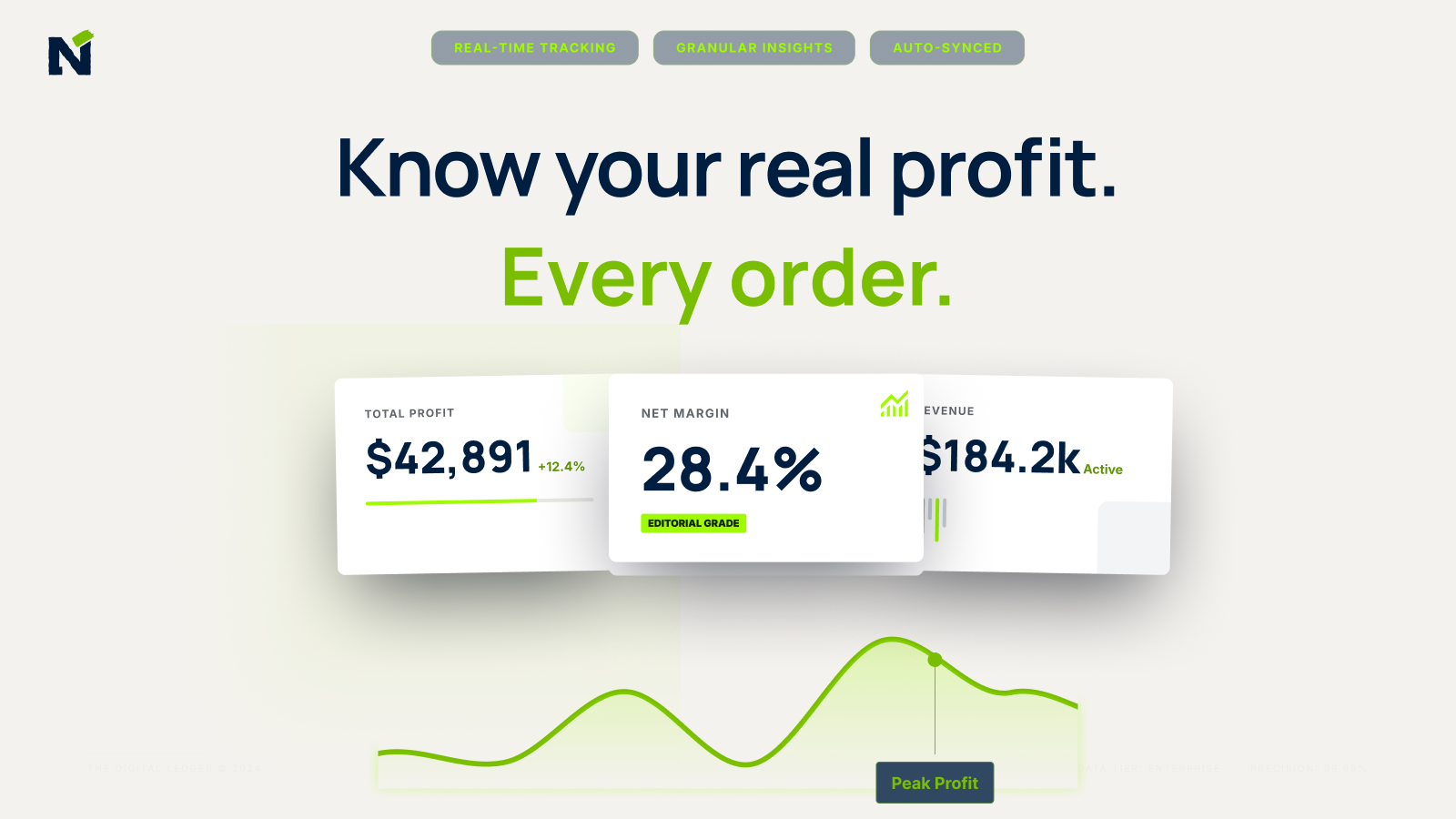 Numeross app feature media showing profit and margin insights