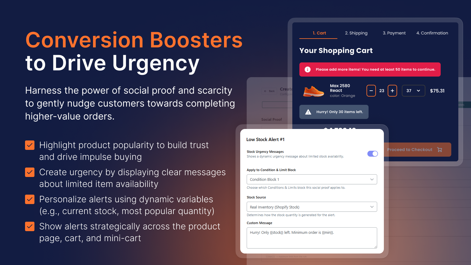Boost conversions with urgency alerts and dynamic low-stock mess