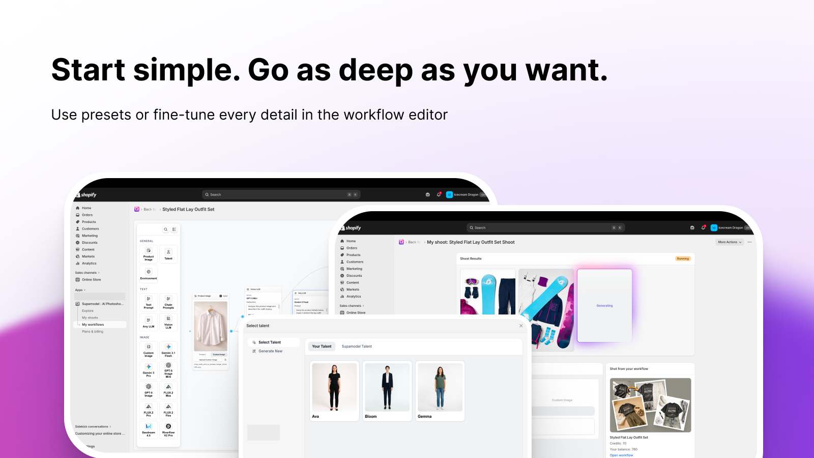 Use presets or customize every workflow step