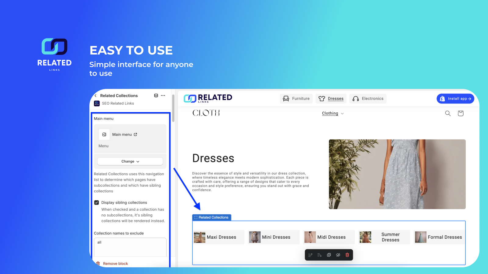 User interface example