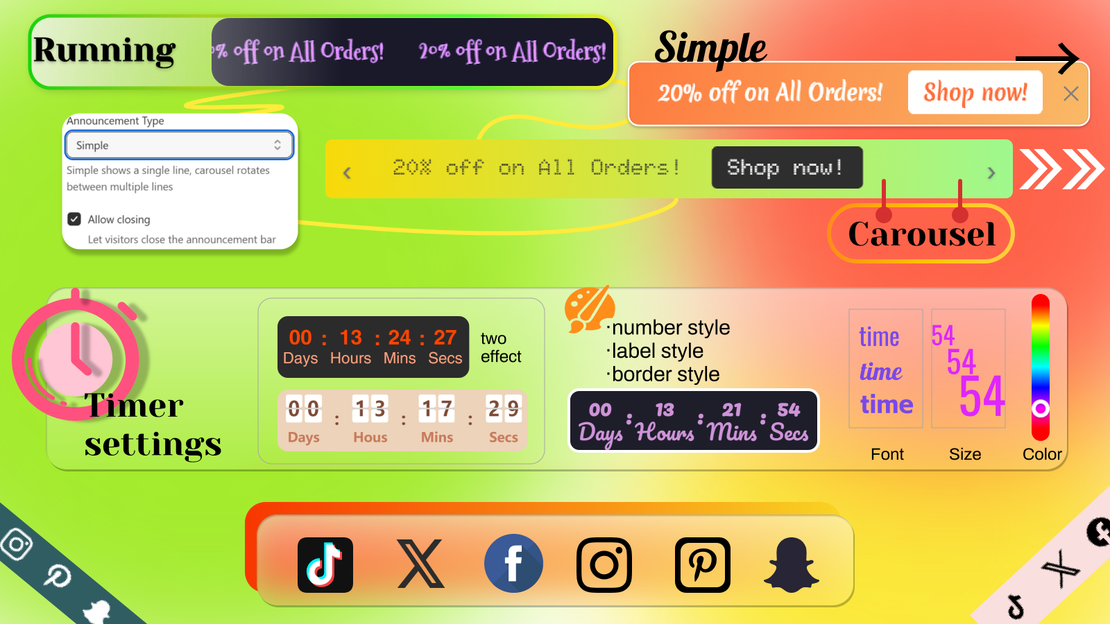 simple bar banner, moving, carousel, countdown timer