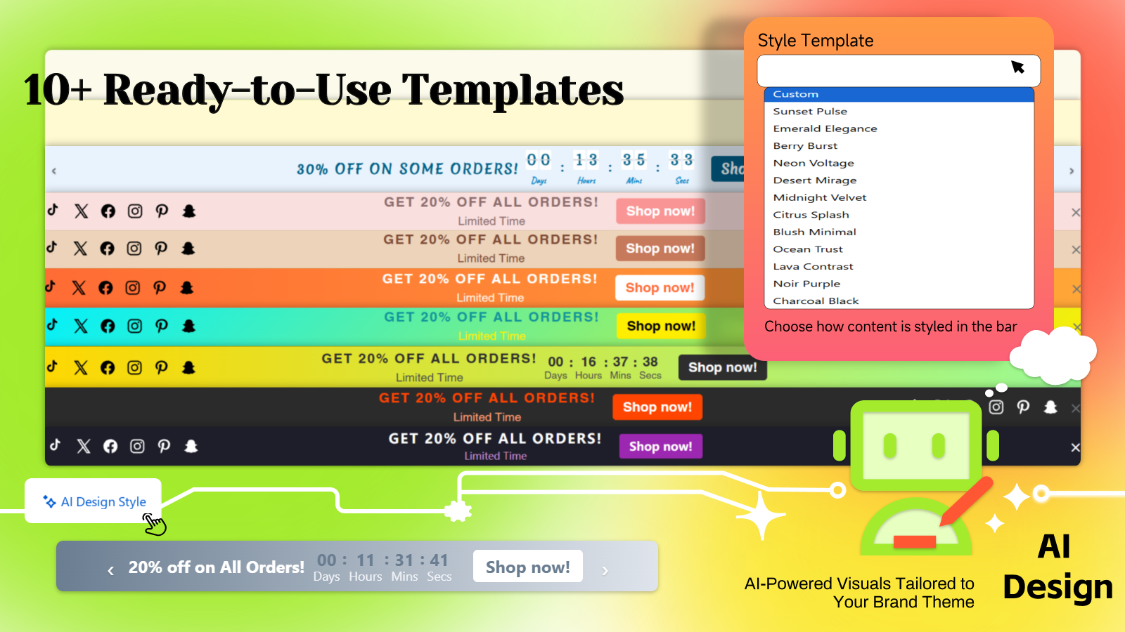 ready to use themes and powerful AI design assistant