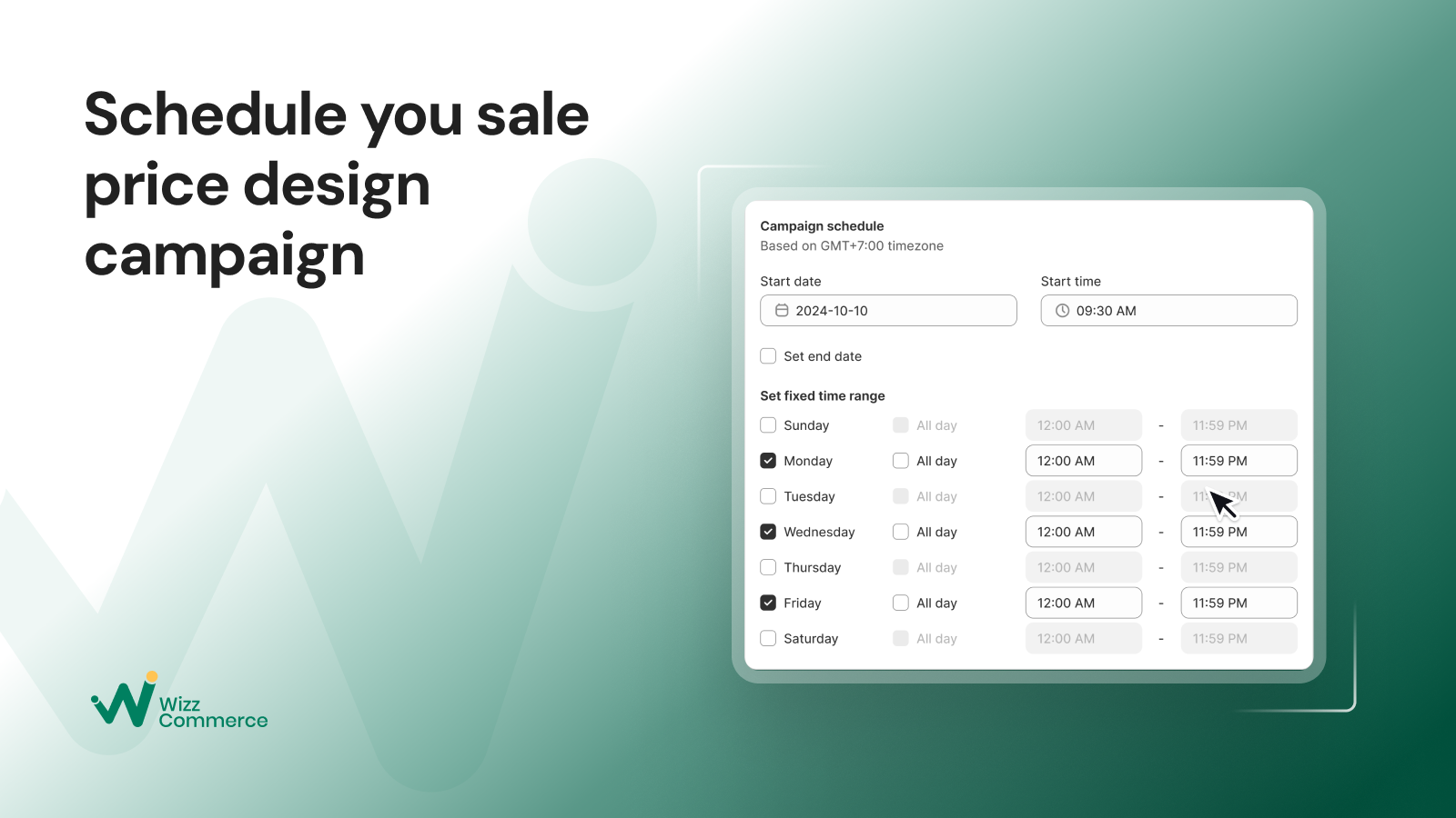 Scheduled sale price design