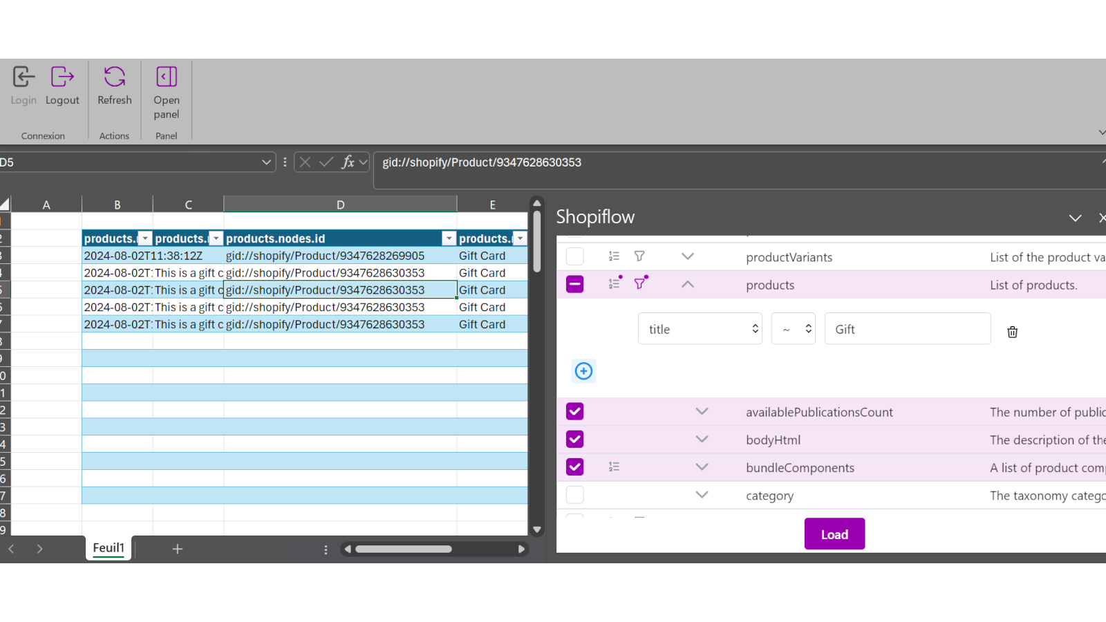 Display result from excel and in excel 