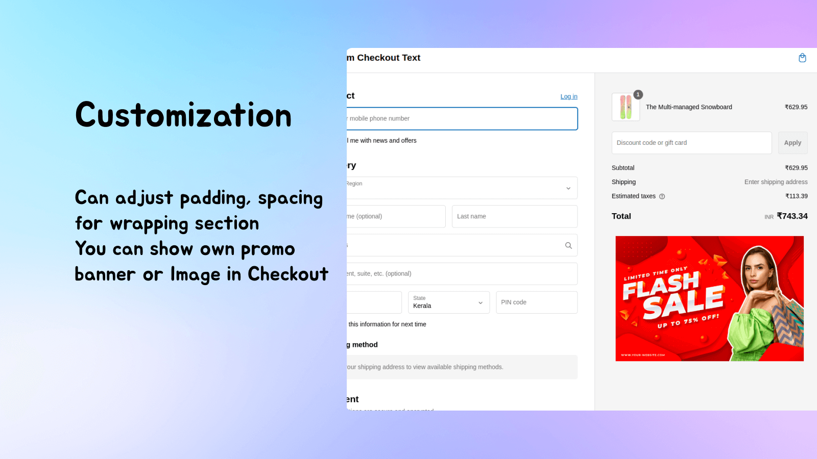 Custom Image at checkout