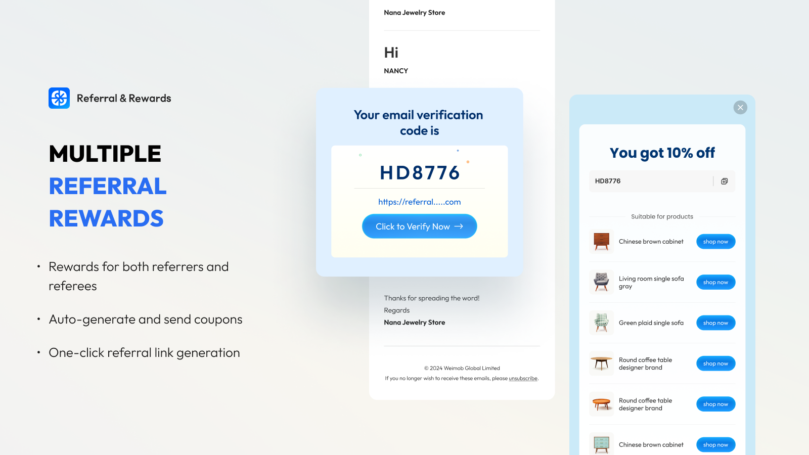 Multiple referral rewards 