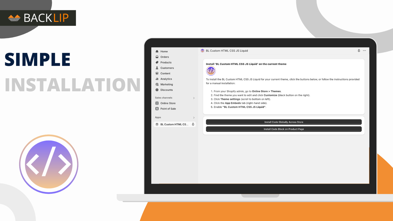 BL Custom HTML CSS JavaScript Code Embed - Simple Installation