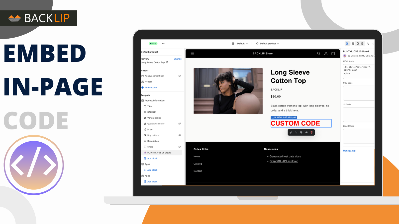 BL Custom HTML CSS JavaScript Code Embed - Embed In-Page Code