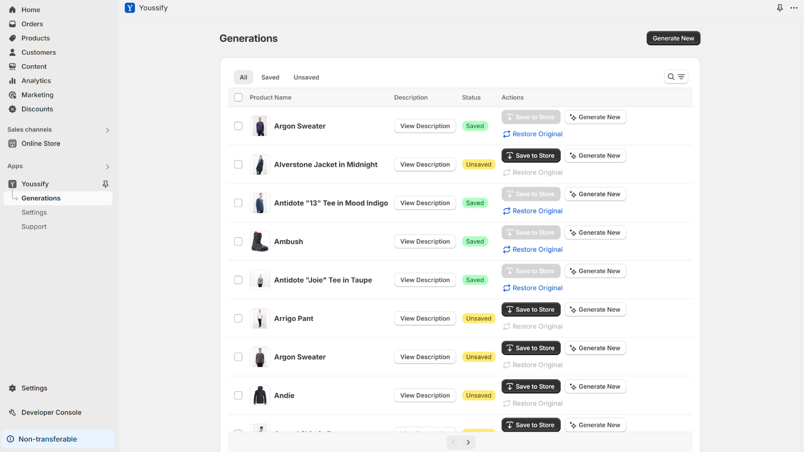 descriptions management