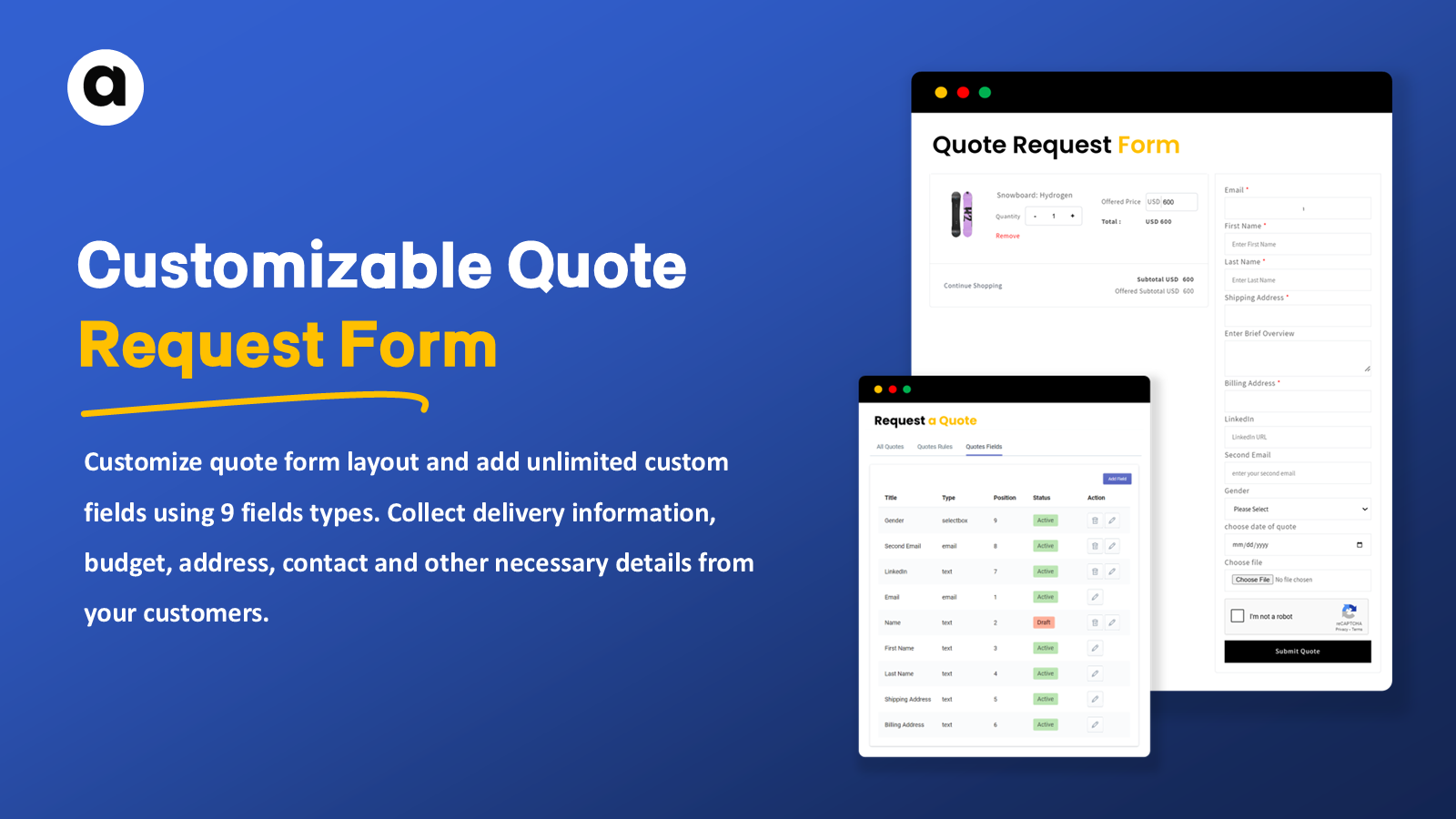 Shopify Customizable Quote Form