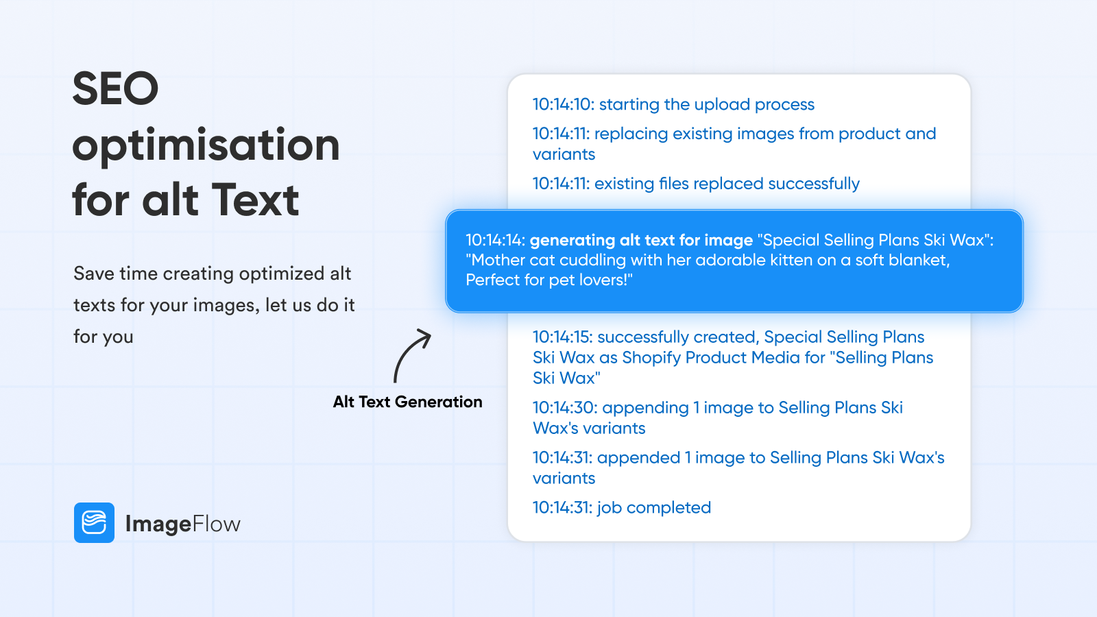 ImageFlow SEO alt text generation feature