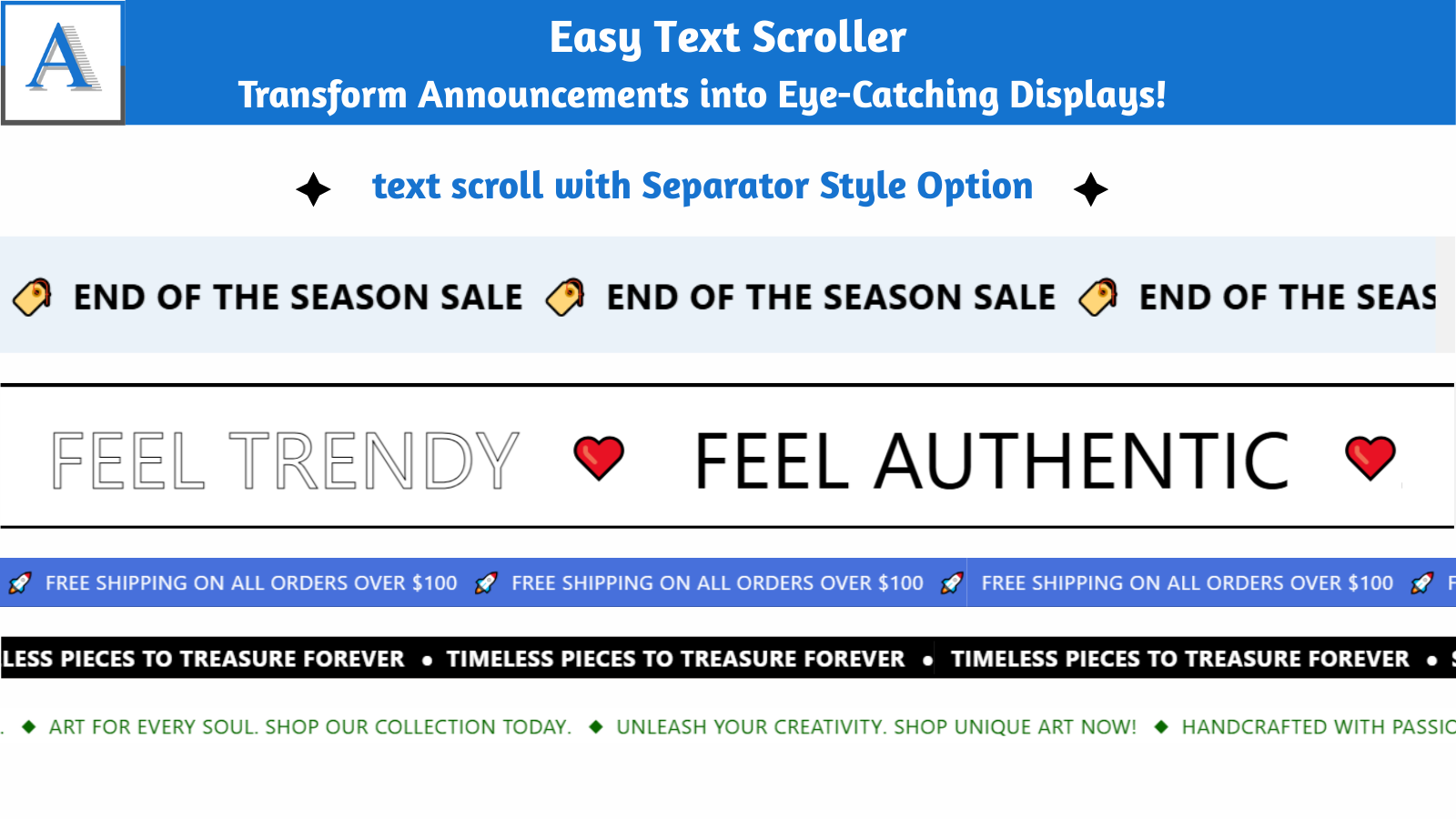 Text slider With Separator options
