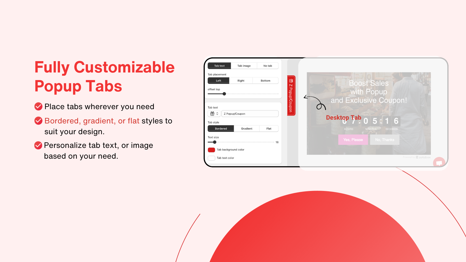 Fully customized popup tab