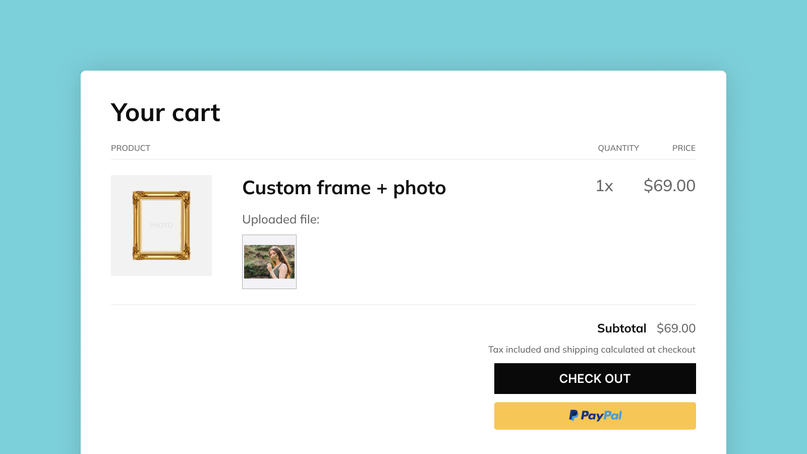 Lite File Upload Cart Preview
