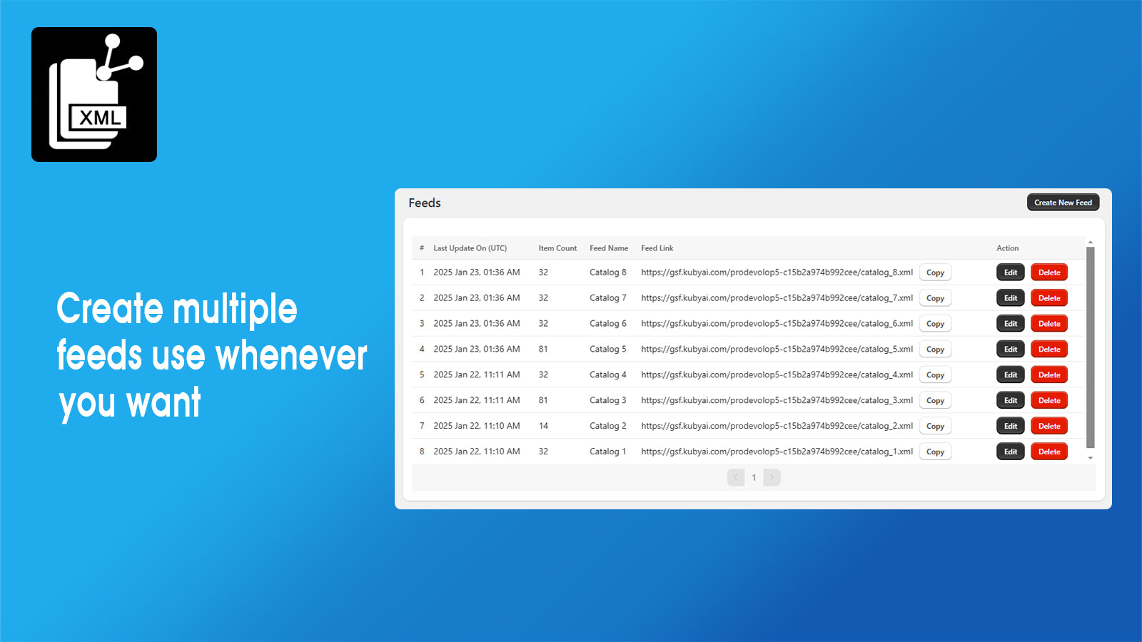 Create multiple feeds use whenever you want