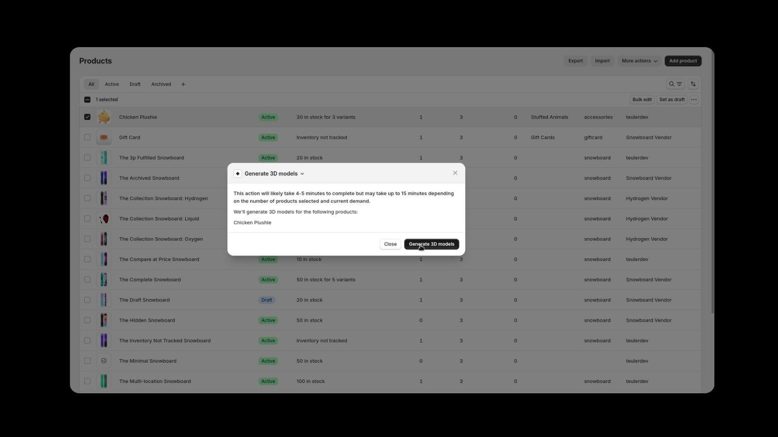 User generating 3D models using our AI system