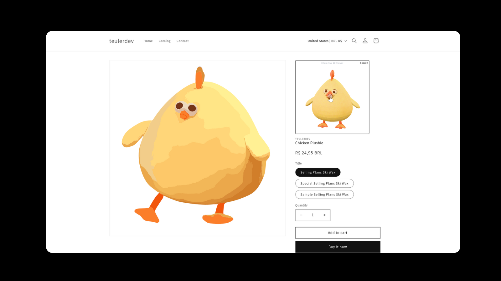 Product page with the 3D/AR viewer
