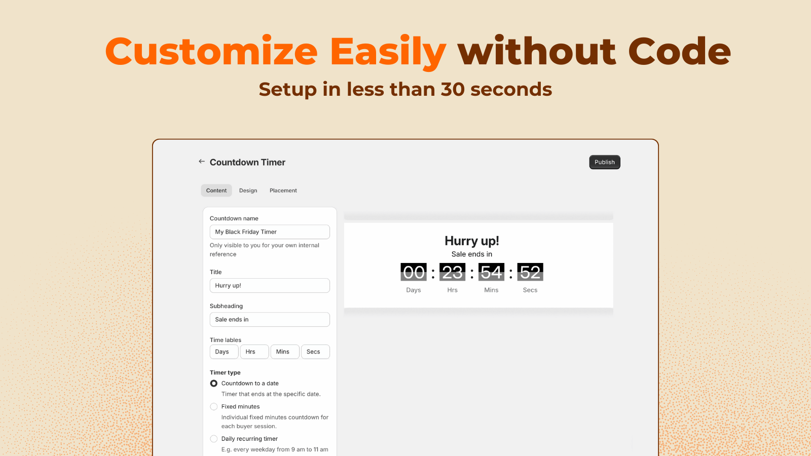 Customizable Countdown Timer for Shopify Stores
