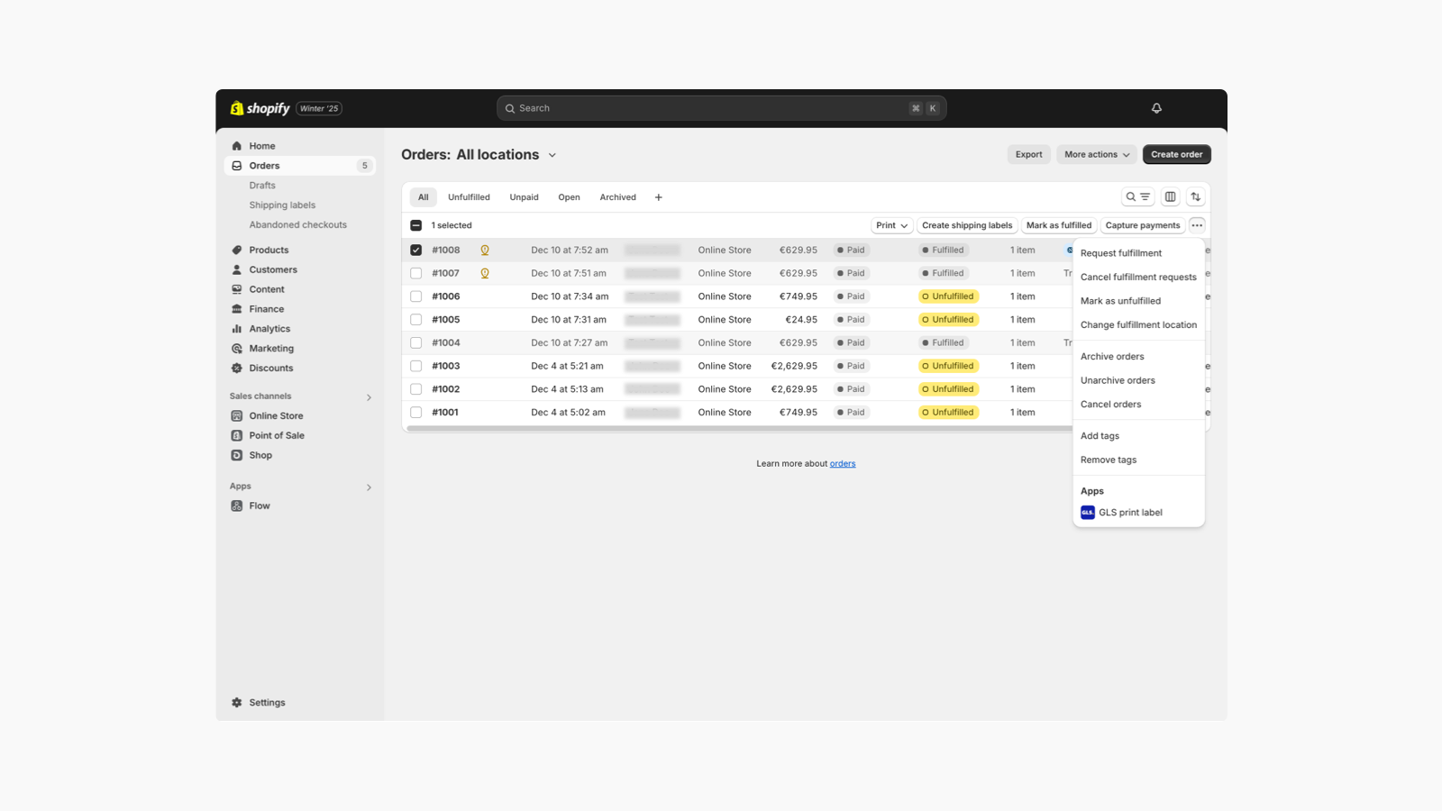 Print shipping labels in your Shopify backoffice
