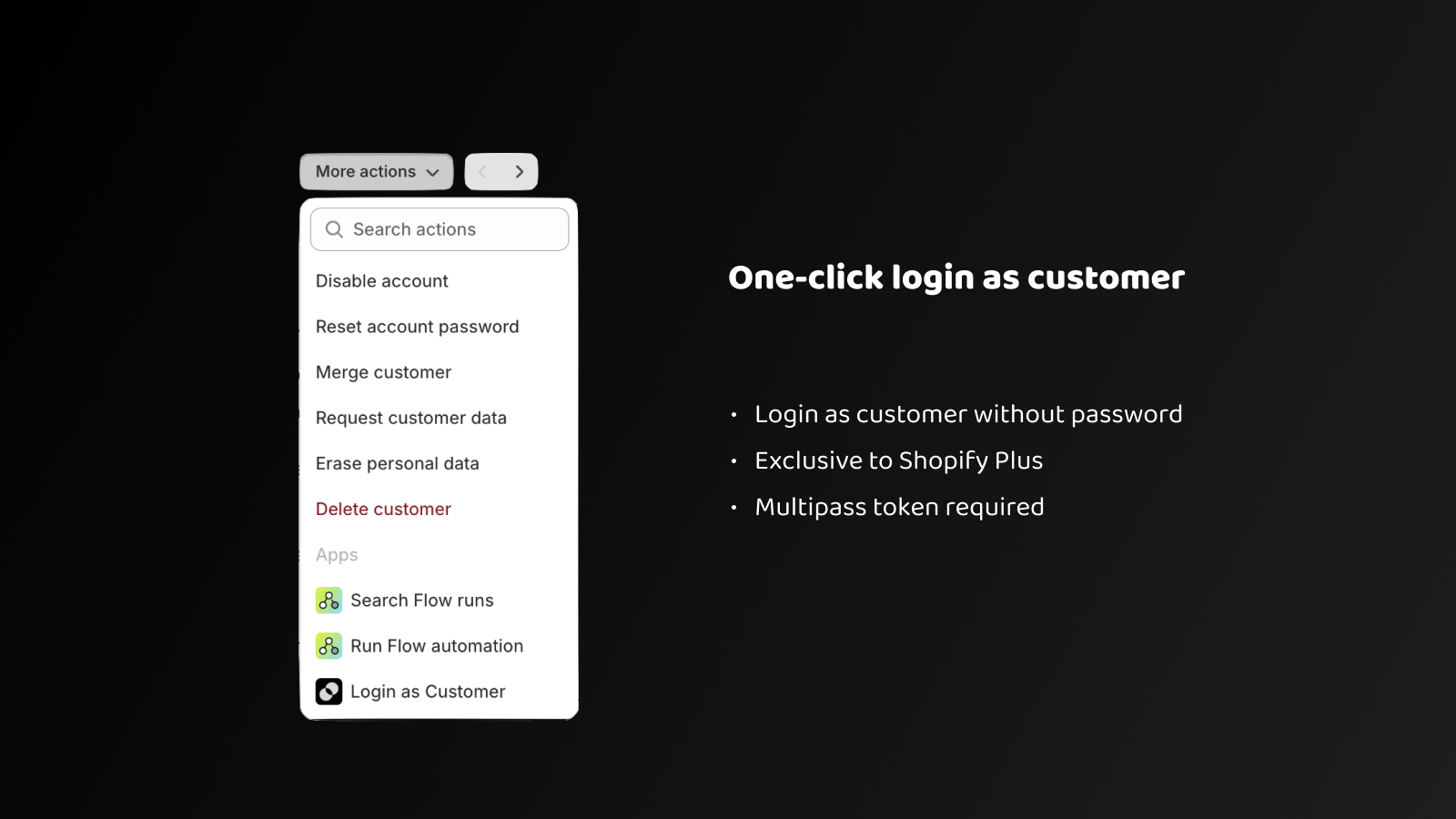 One-click login as customer