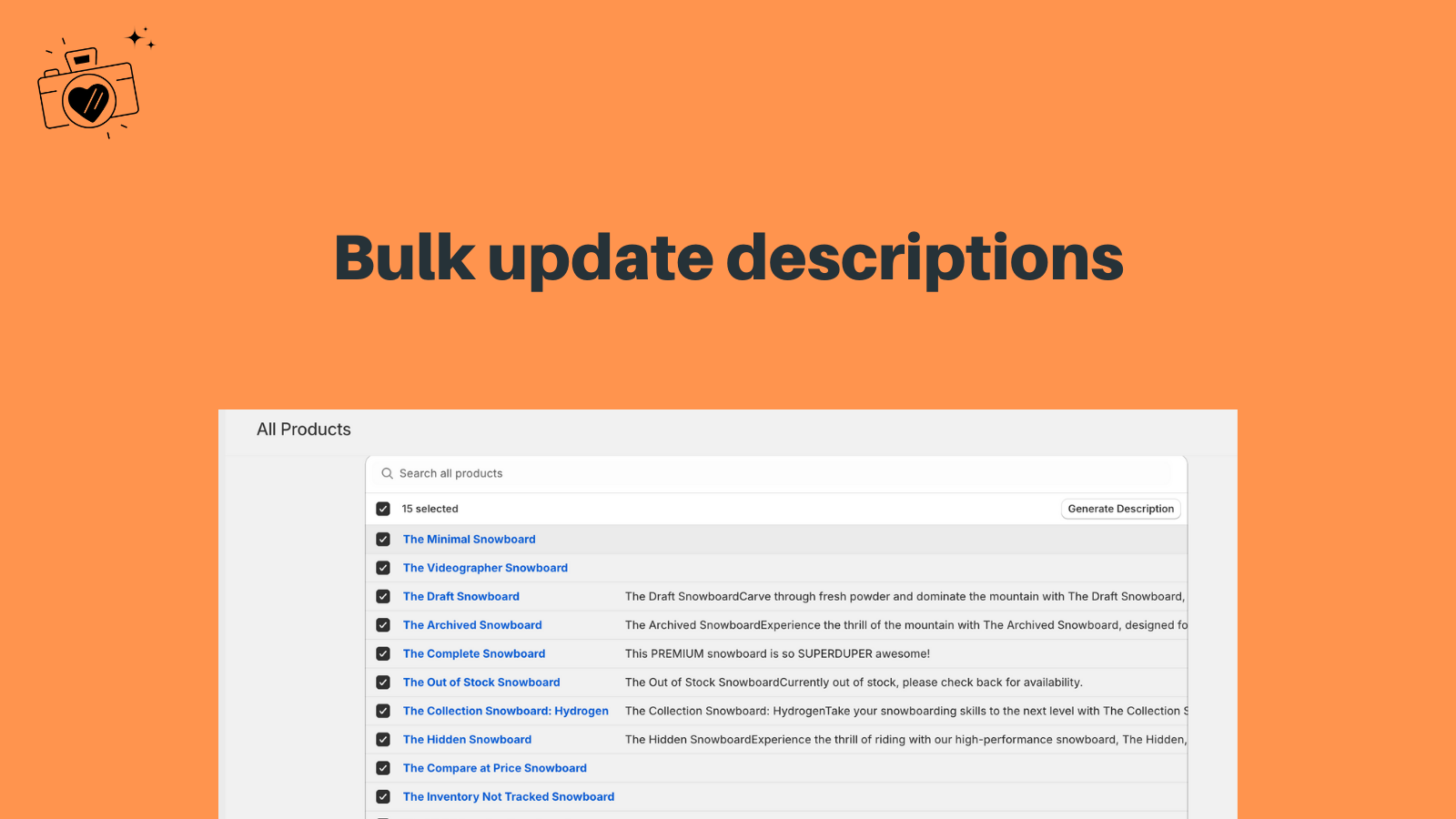 Bulk generate product descriptions